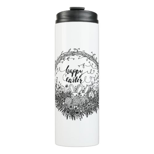 Happy Easter Floral Wreath Art Thermal Tumbler