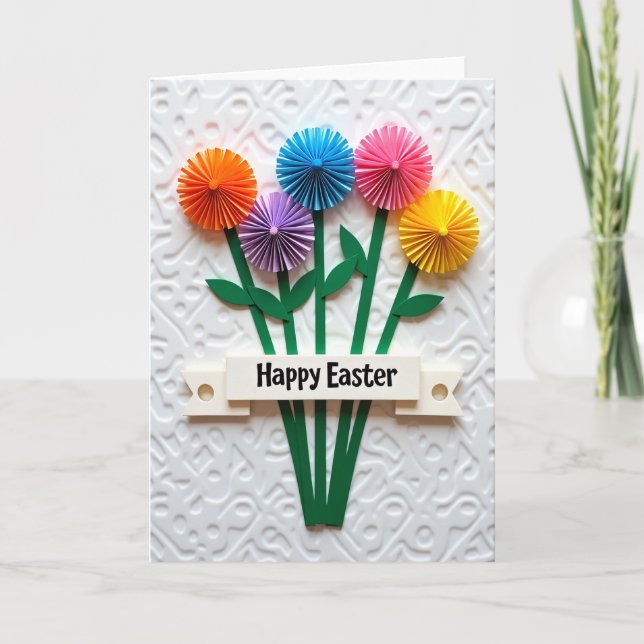 Happy Easter Flower Art Card (Front)