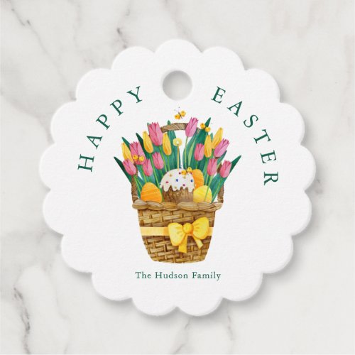 Happy Easter Flower Basket Favor Tags