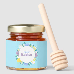 Happy Easter Flowers and Eggs Honey Jar Favors
