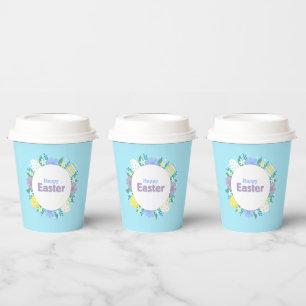 Happy Easter Flowers and Eggs  Paper Cups