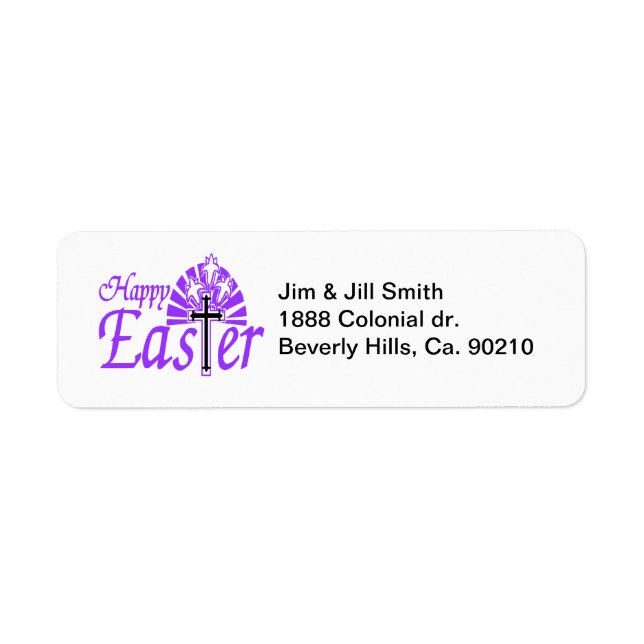 Happy Easter Flowers & Cross Label (Front)