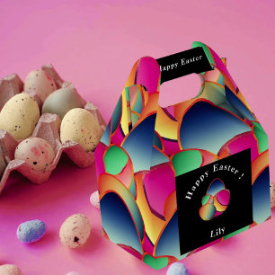 Happy Easter Foil Colorful Gradient 4 Easter Eggs Favor Boxes