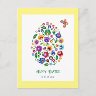 Happy Easter (folk) yellow Postcard