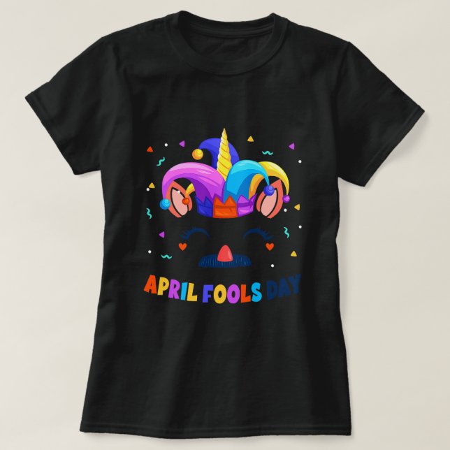 Happy Easter Fools Day 1st April Unicorn Face Girl T-Shirt (Design Front)