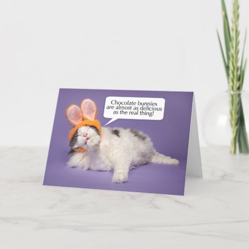 Happy Easter For Anyone Cute Cat in Buny Ears Holiday Card