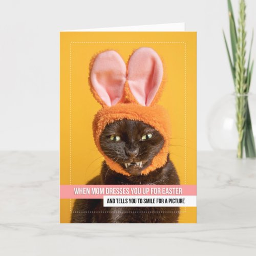 Happy Easter For Anyone Funny Cat Smiling Holiday Card