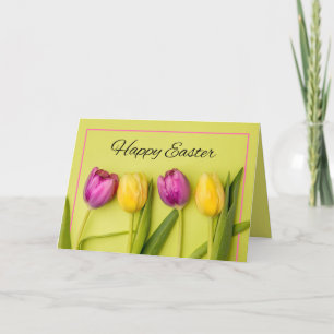 Happy Easter For Anyone Pretty Tulips Holiday Card