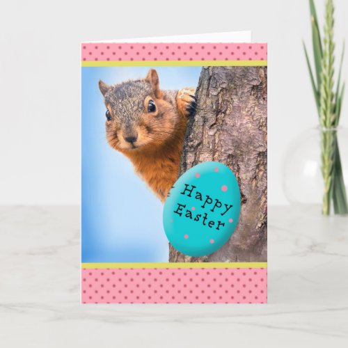 Happy Easter For Anyone Squirrel With Egg Humor Holiday Card