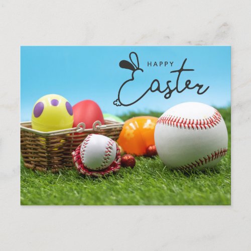Happy Easter for Baseball Player Holiday Postcard