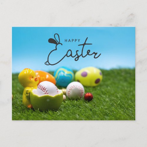 Happy Easter for Baseball Player Holiday Postcard