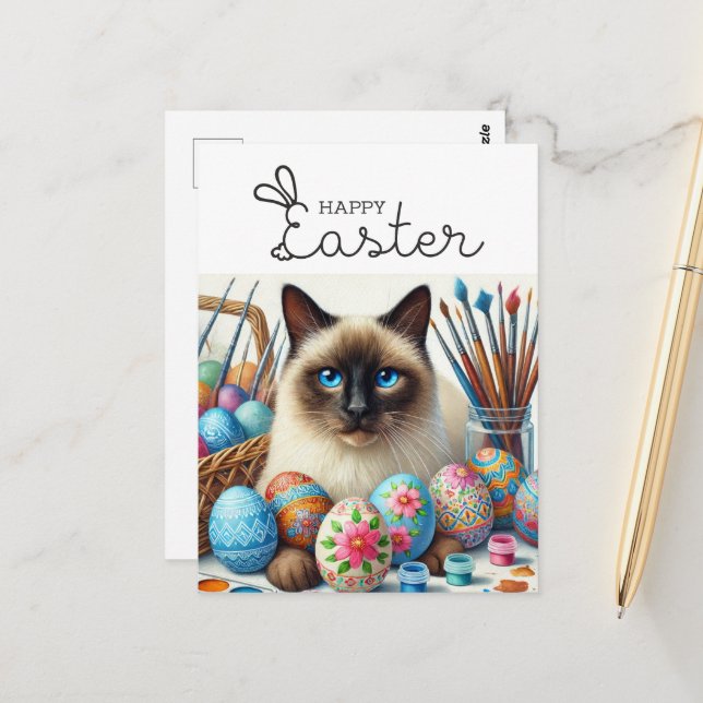 Happy Easter for Cat Lovers Postcard (Front/Back In Situ)