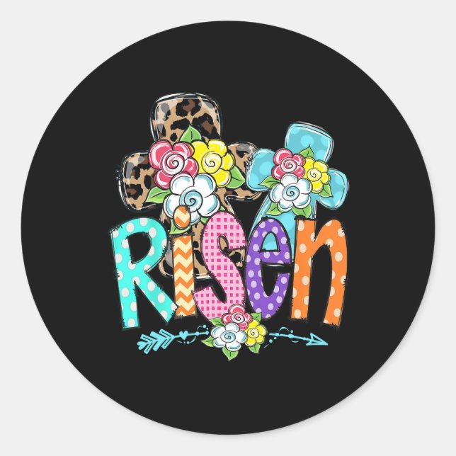 Happy Easter For Christian Girls Mom He Is Risen L Classic Round Sticker (Front)