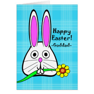 Happy Easter for Goddad, Cute Rabbit with Flower Cards