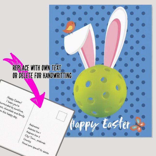 🐰 Happy Easter for Pickleballer, cute Postcard (Creator Uploaded)