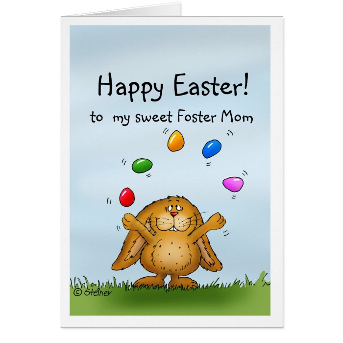 Happy Easter Foster Mom  Cute Bunny juggling Cards