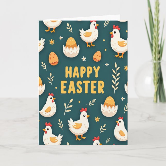 Happy Easter Fowl Pattern Card (Front)
