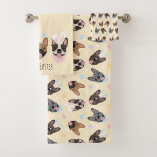 Happy Easter French Bulldogs Bath Towel Set