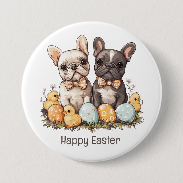 Happy Easter French Bulldogs Button (Front)