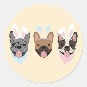 Happy Easter French Bulldogs Classic Round Sticker