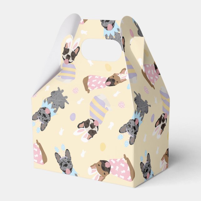 Happy Easter French Bulldogs Favor Boxes (Front Side)