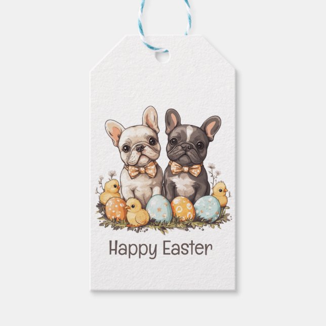 Happy Easter French Bulldogs Gift Tags (Front)