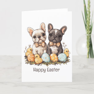 Happy Easter French Bulldogs Holiday Card