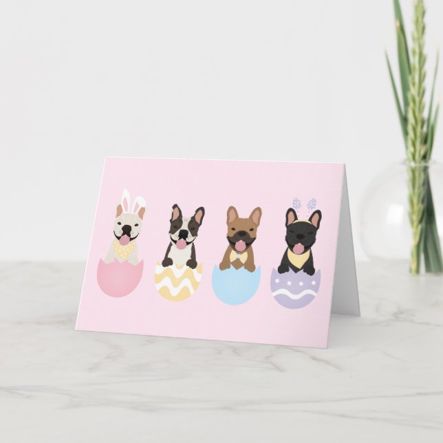 Happy Easter French Bulldogs Holiday Card (Front)