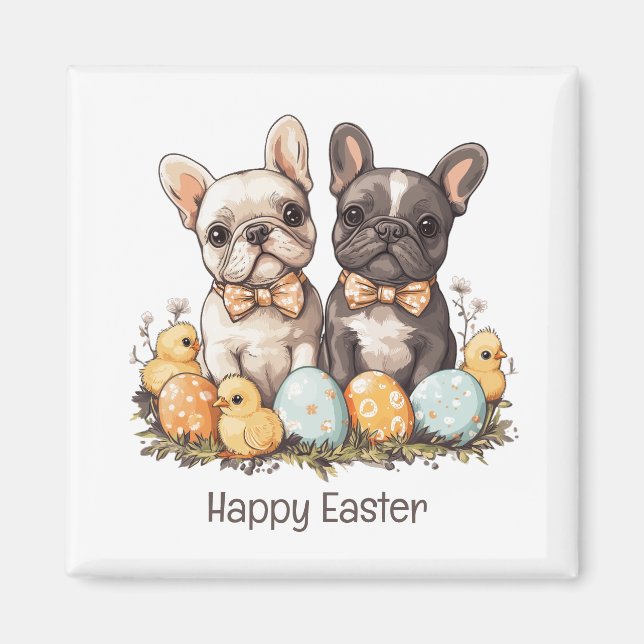 Happy Easter French Bulldogs Magnet (Front)