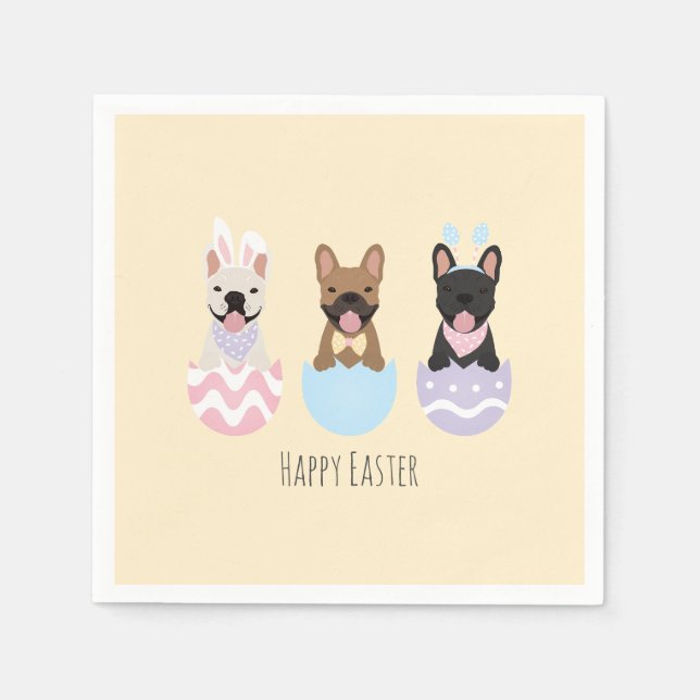 Happy Easter French Bulldogs Napkins (Front)