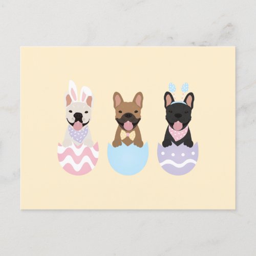 Happy Easter French Bulldogs Postcard