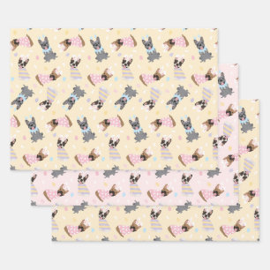 Happy Easter French Bulldogs Wrapping Paper Sheets