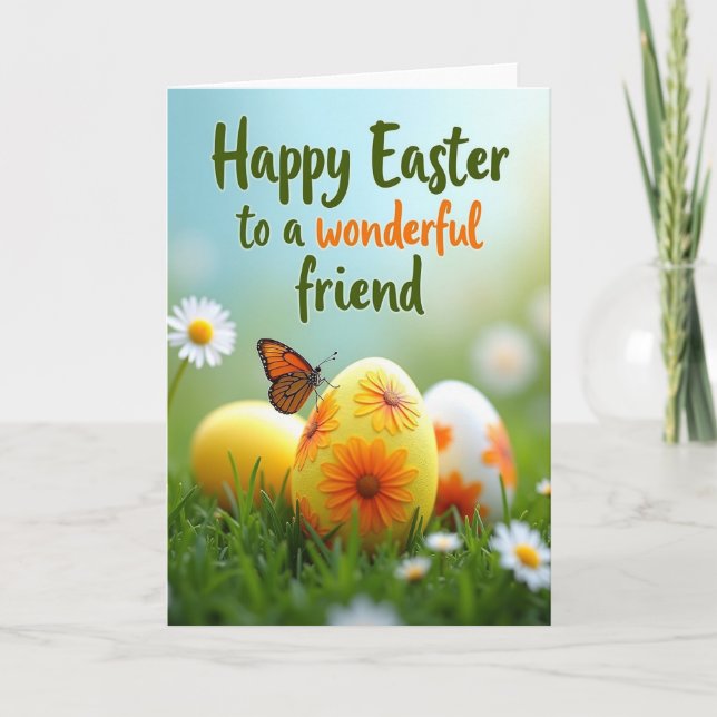 Happy Easter Friend Spring Card (Front)
