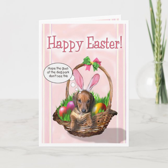 Happy Easter from a Dachshund Puppy Holiday Card (Front)