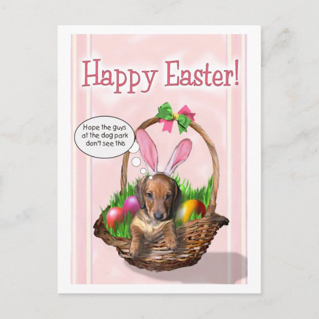 Happy Easter from a Doxie pup Holiday Postcard (Front)