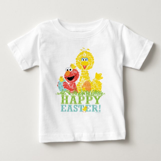 Happy Easter from Elmo & Big Bird Baby T-Shirt (Front)