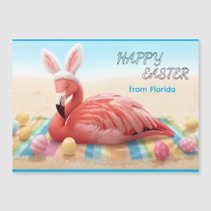 Happy Easter from Florida Flamingo Magnetic Card