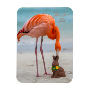 Happy Easter from Florida Flamingo on Beach Magnet