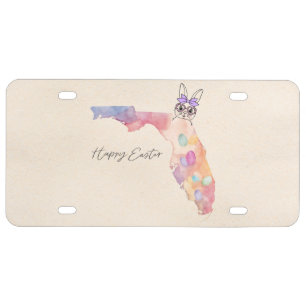 Happy Easter from Florida Pastel Eggs and Bunny License Plate
