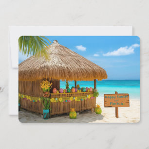 Happy Easter from Florida Tiki Hut on Beach Holiday Card