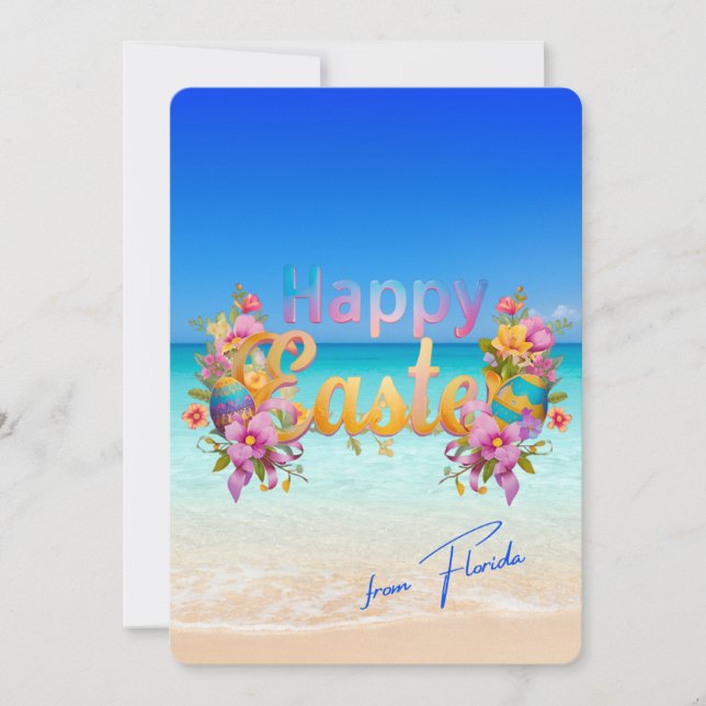 Happy Easter from Florida Tropical Beach Holiday Card (Front)