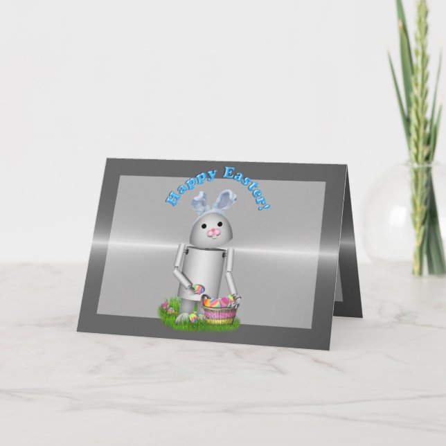 Happy Easter From Lil Robo-x9 (w/Metal Layer) Holiday Card (Front)