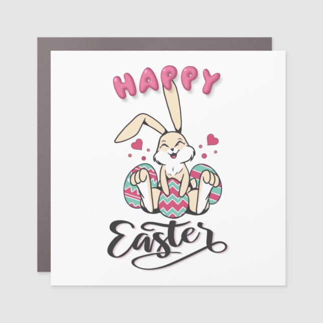 Happy Easter from lovely Easter Bunny Car Magnet (Front)