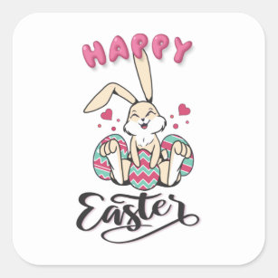 Happy Easter from lovely Easter Bunny Square Sticker