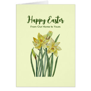 Happy Easter from Our Home Watercolor Daffodils Cards