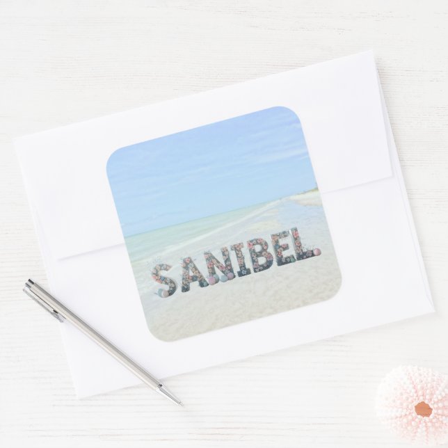 Happy Easter from Sanibel Island Florida Beach Square Sticker (Envelope)
