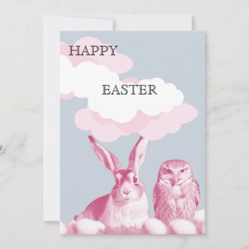 Happy Easter From the Easter Bunny and Easter Owl  Holiday Card