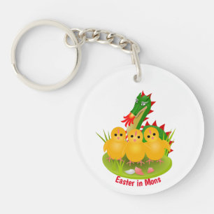 Happy Easter from three chicks and Dragon of Mons Keychain