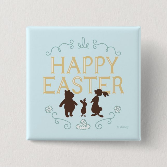 Happy Easter from Winnie The Pooh and Friends Button (Front)