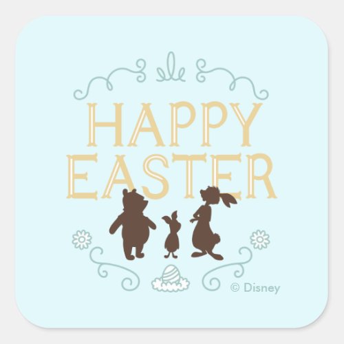 Happy Easter from Winnie The Pooh and Friends Square Sticker